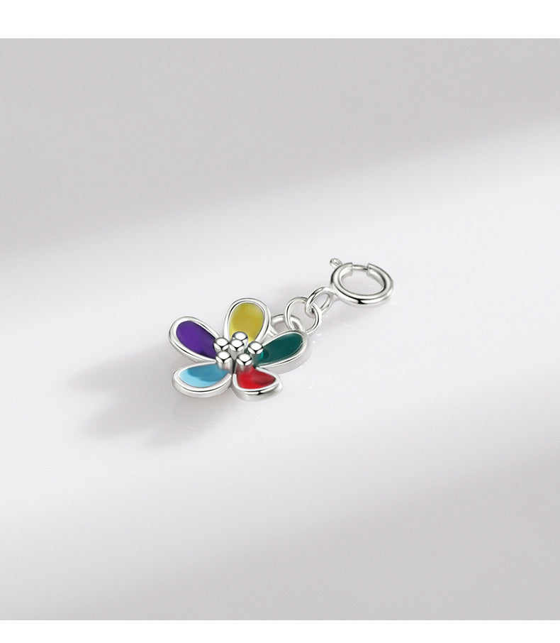 Colorful Flower Sterling Silver Pendant Necklace