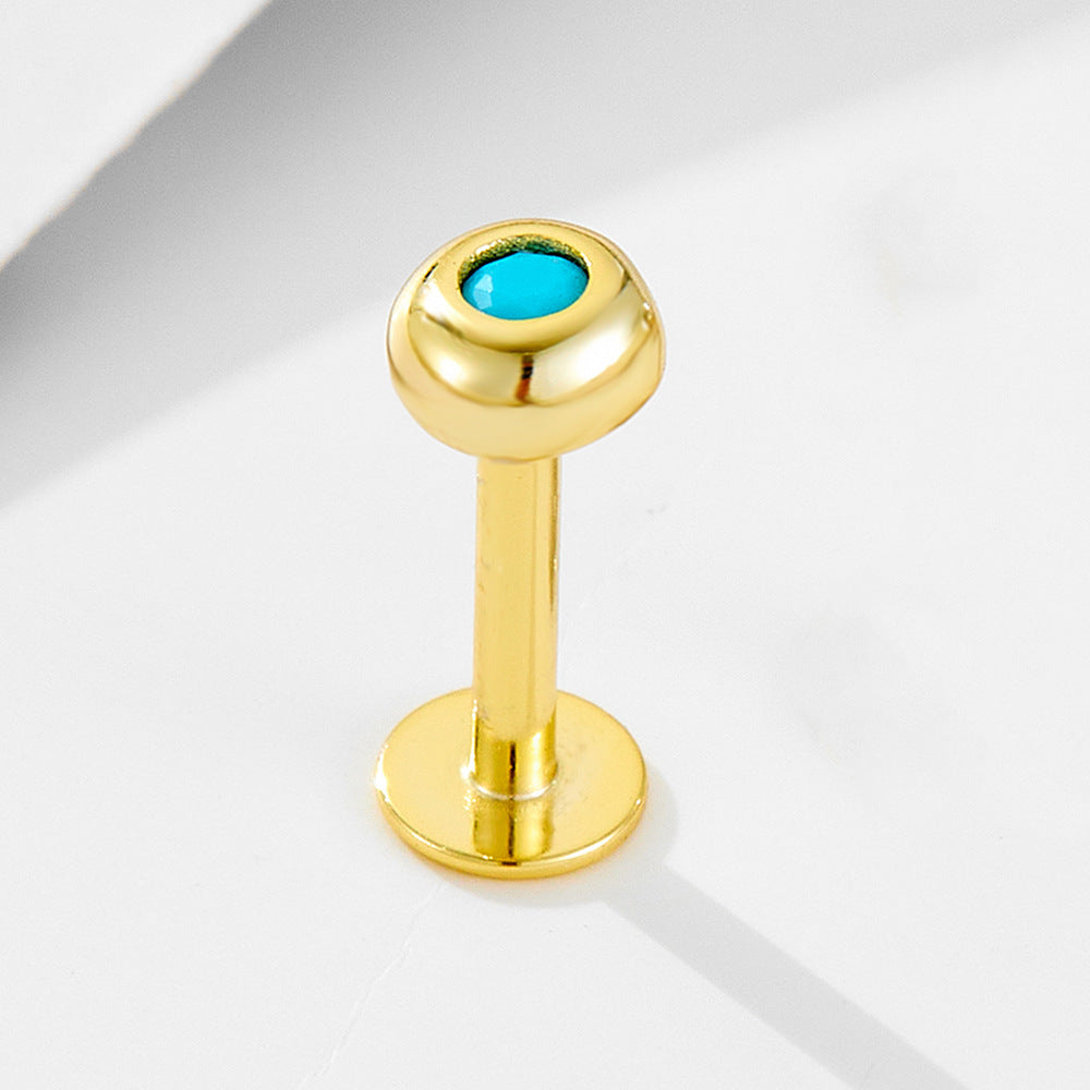 Planderful S925 Sterling Silver Turquoise Piercing Stud Earrings For Fashion Forward Women