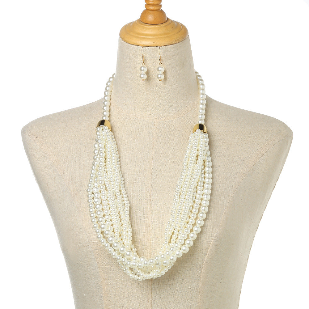 Planderful Savanna Rhythms Necklace and Earrings Set – Elegant Multi-Layer Design