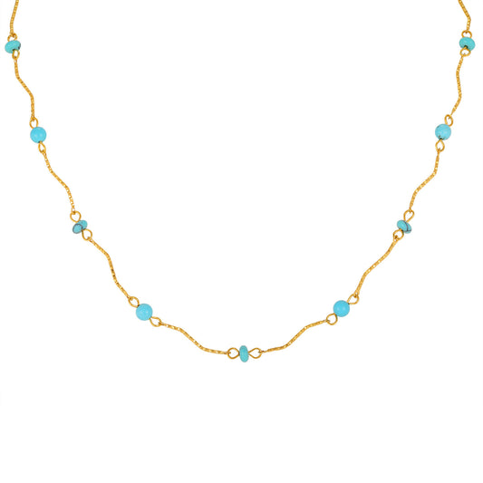 Ocean Wind Stainless Steel Turquoise Imitation Pearl Conch Starfish Shell Wave Bead Necklace