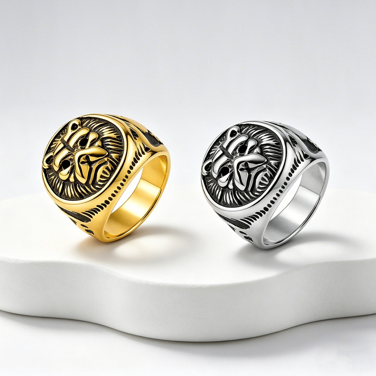 Lion Head Ring For Men And Unisex Stainless Steel Wide Band Bold Hip Hop Style By Planderful