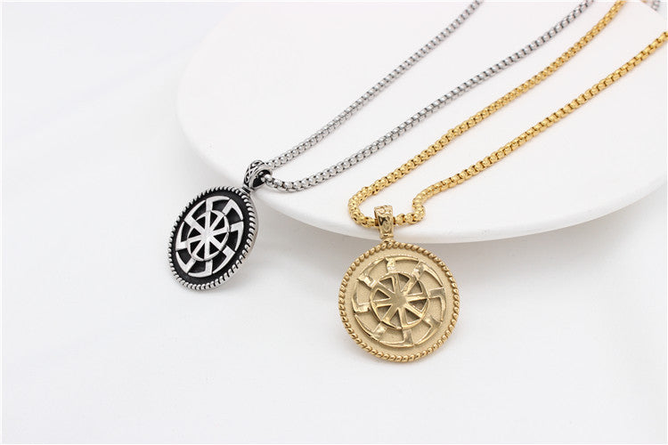 Personalized Viking Pendant Unisex Titanium Steel Round By Planderful Protection Statement Jewelry Gift For Him