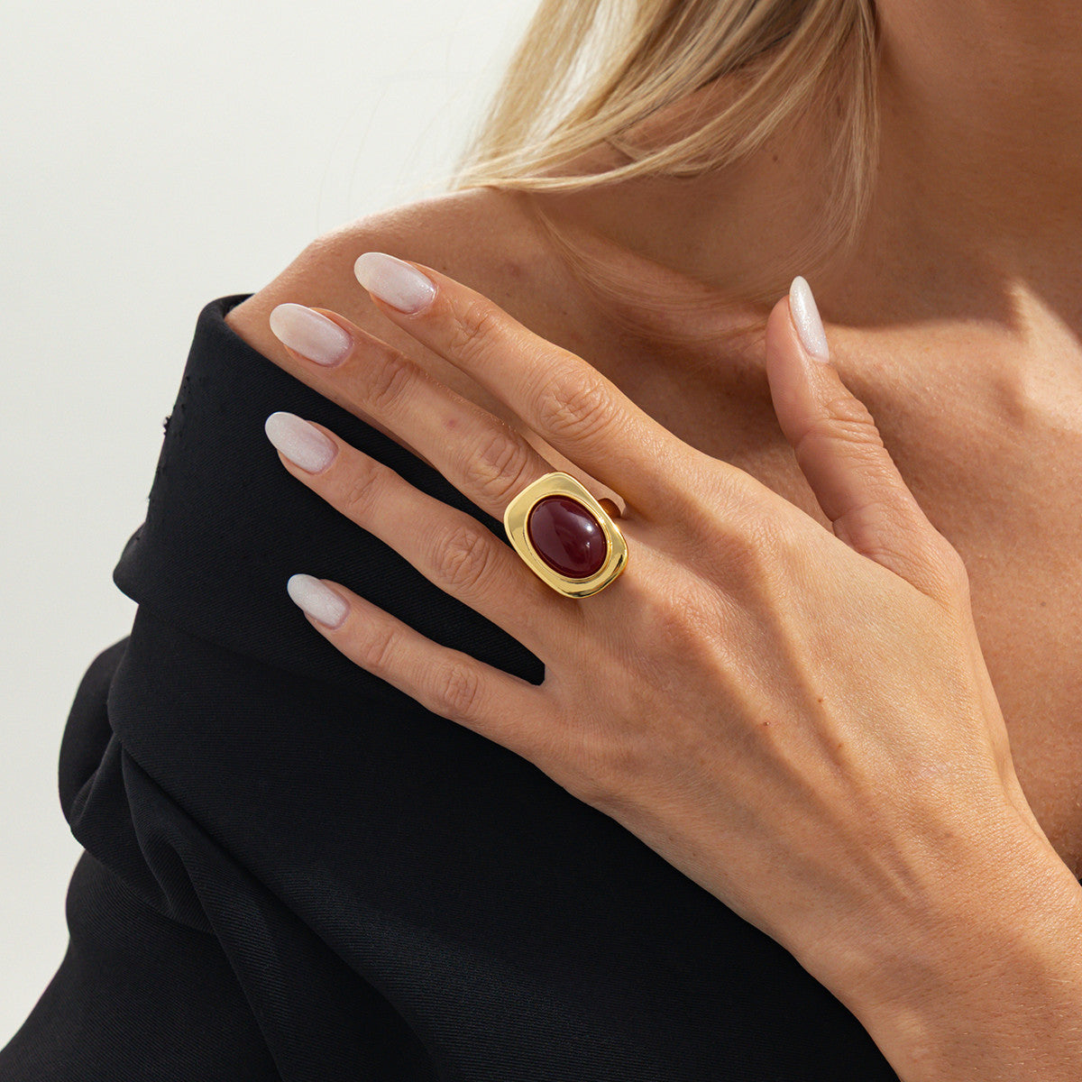 Geometric Resin Ring Open Irregular Square Design Vienna Verve By Planderful Collection For Fashion Forward Women