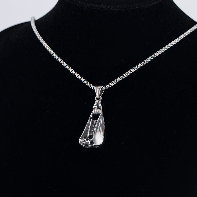 Steel Necklace - Statement Skull Pendant