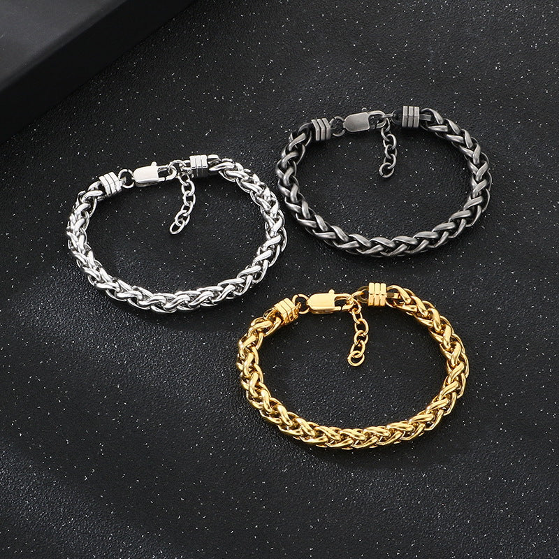 Rock Day Buckle – Hip Hop 8mm Keel Flower Basket Chain With Extension Chain Stainless Bracelet