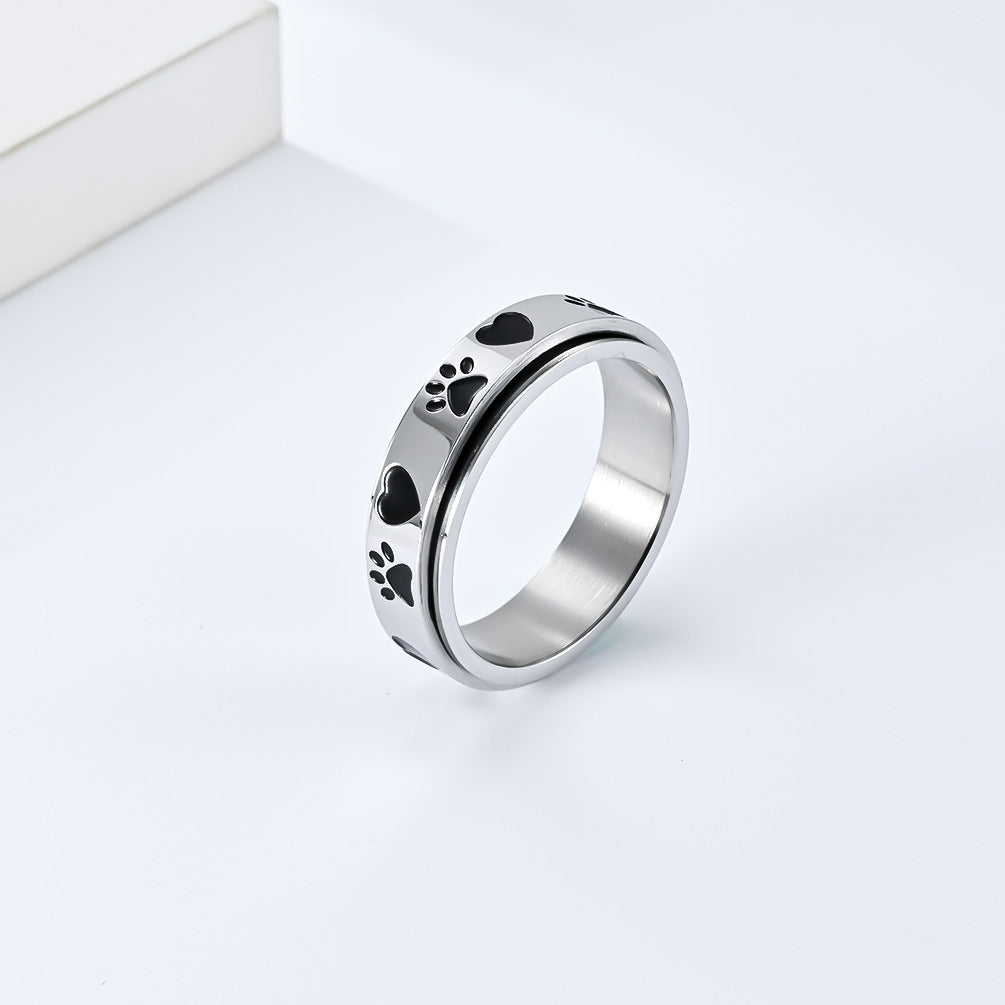 Cross-Border Neutral Wind Cute Puppy Palm Print Ring Jewelry