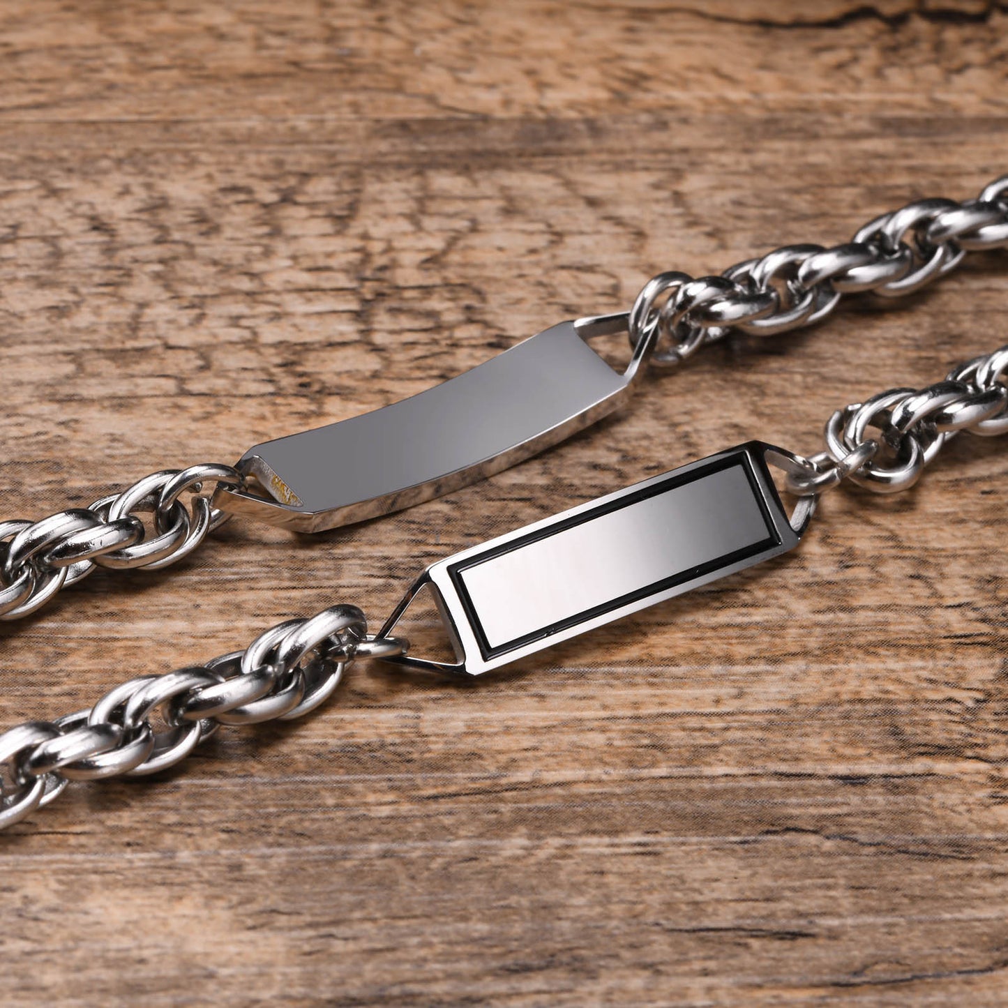 Stainless Steel Men's Fashion Bracelet Corroded Geometric Design