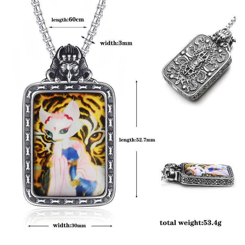 Steel Necklace - Elegant Everyday Genie Pendant For Men, Safe And Lucky Jewelry, High End Niche