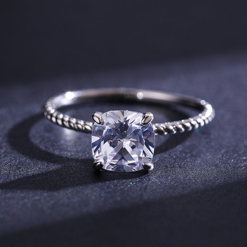 Twist Silver Zircon Ring - Japanese and Korean Style Summer Jewelry