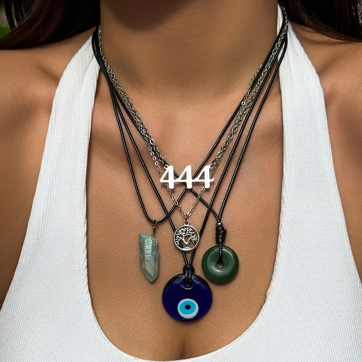 Vintage Devil's Eye and Turquoise Pendant Necklace