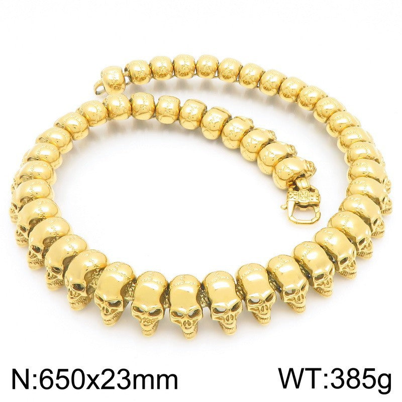 Planderful Skull Necklace For Men Titanium Steel Bold Punk