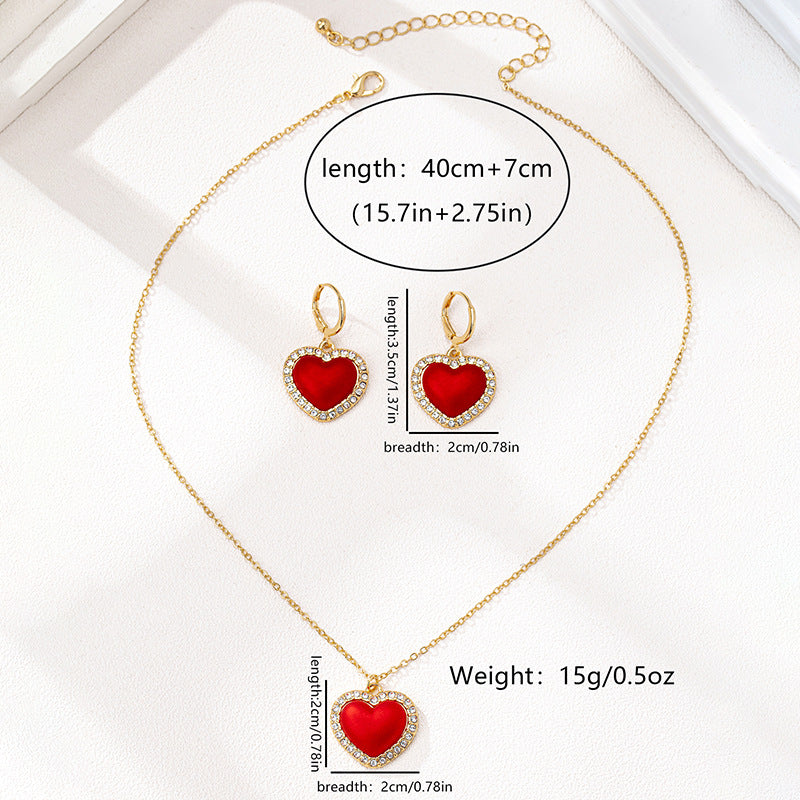 Exquisite Metal Chain Love Pendant Jewelry Set for Women