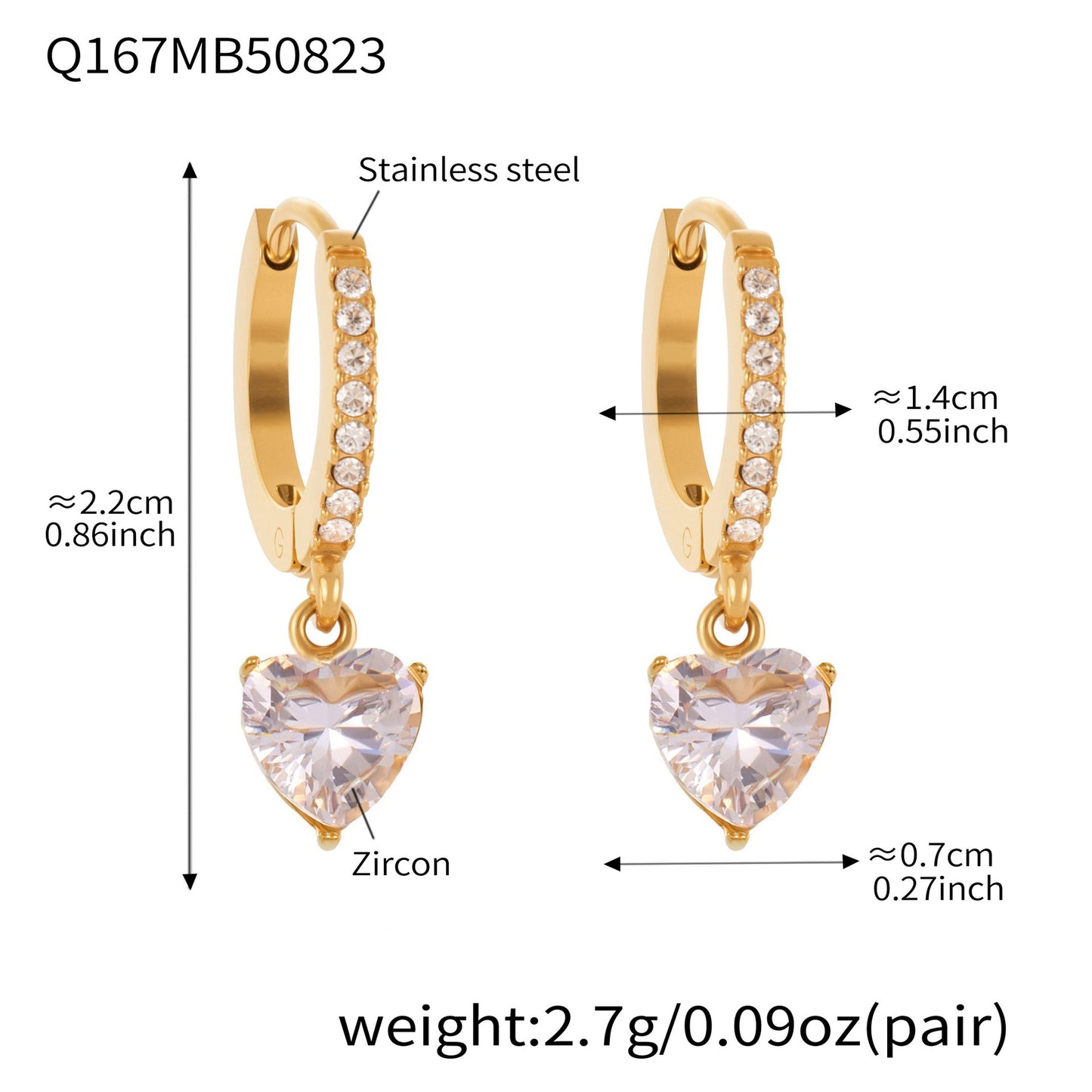 Planderful Zircon Earrings Exquisite Gold Plated For Women