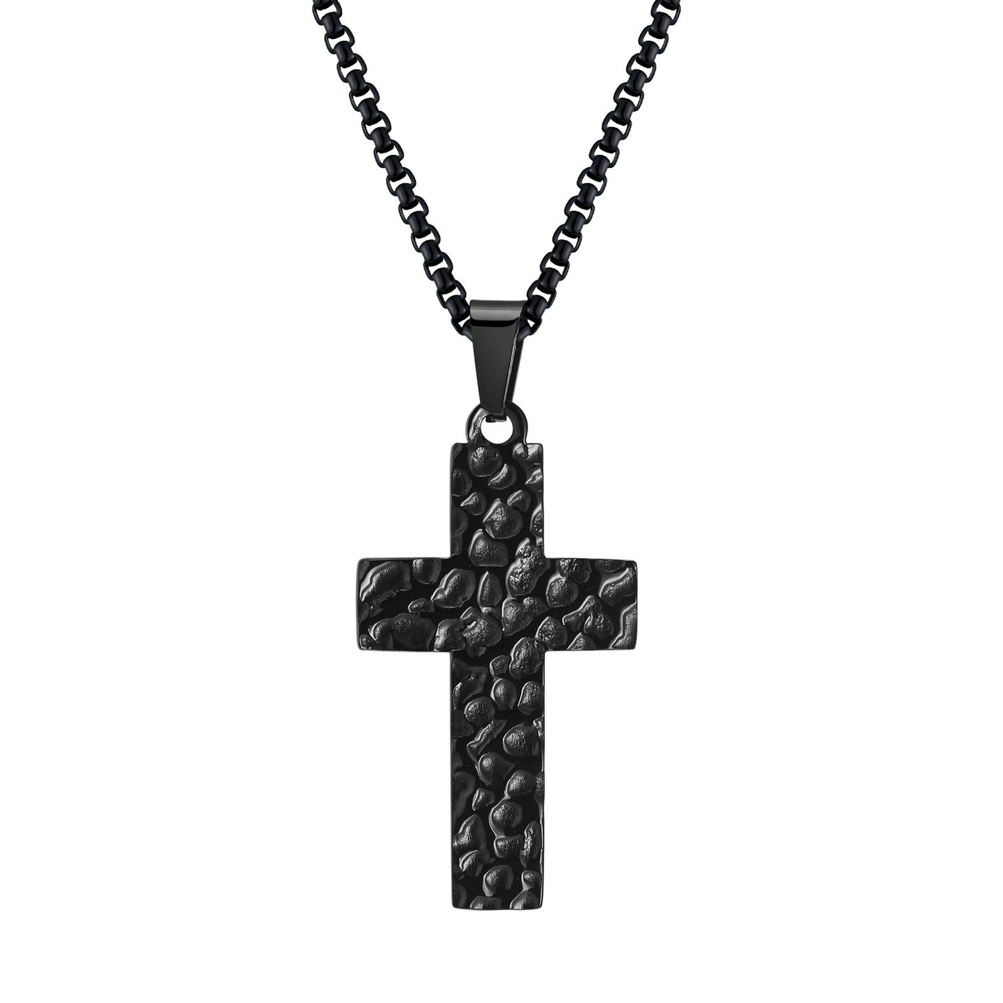Stainless Steel Hammer Cross Pendant Gold Black Necklace Men