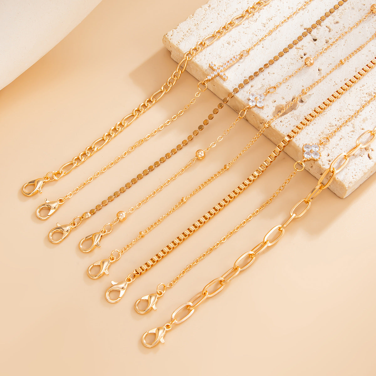 Planderful Vienna Verve Gold Multi Layer Chain Bracelet With Retro Zircon Flowers For Fashion Forward Women Statement Jewelry