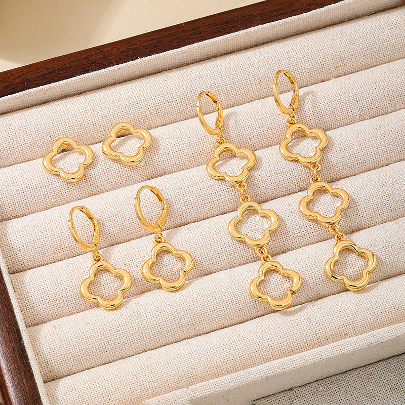 Planderful Vienna Verve Earrings Set – Exquisite Four-Leaf Clover Design