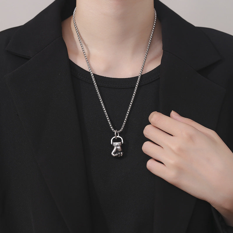 Steel Necklace – Statement Punk Pendant