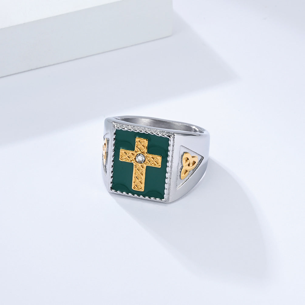 Steel Ring – Vintage Nordic Celtic Knot Cross Ring