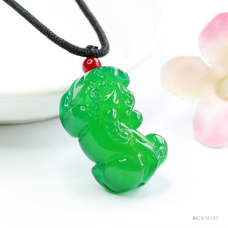 Green Chalcedony Pixiu Pendant
