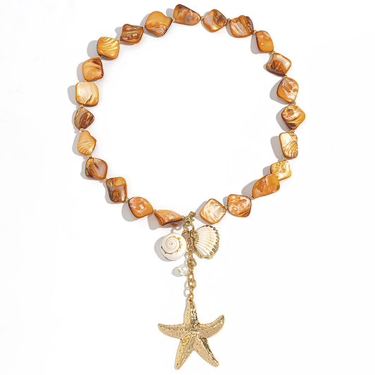 Ocean Wind Shell Piece Starfish Necklace Vacation Irregular Necklace