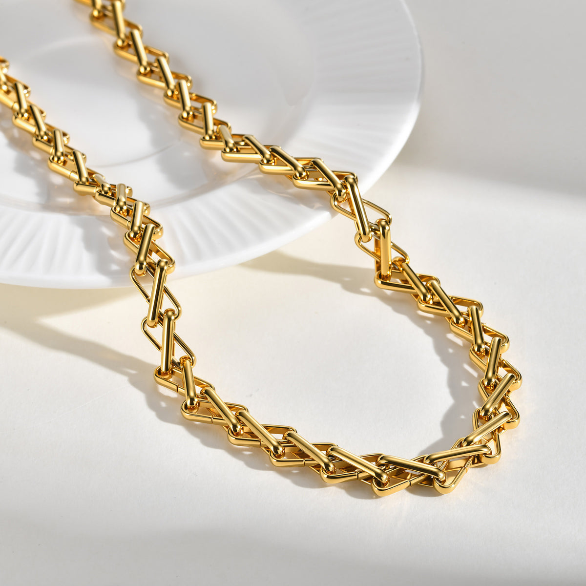 Stainless Steel Handmade Chain Round Cross Chain Interlocking Oval Necklace Bow Chain