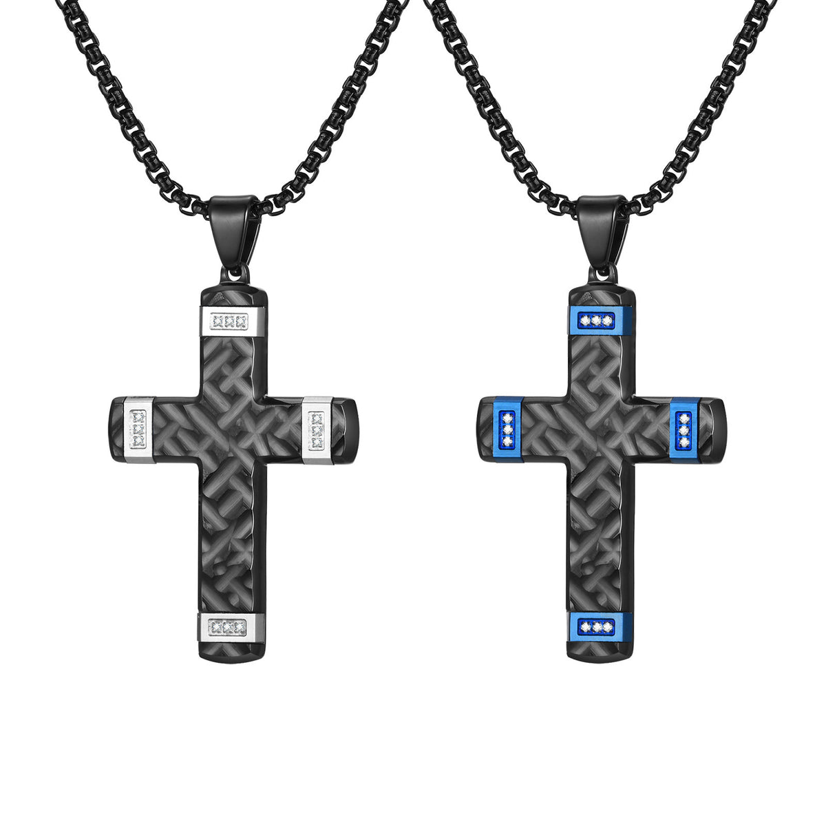 Cross Zircon Black Stainless Steel Necklace for Men