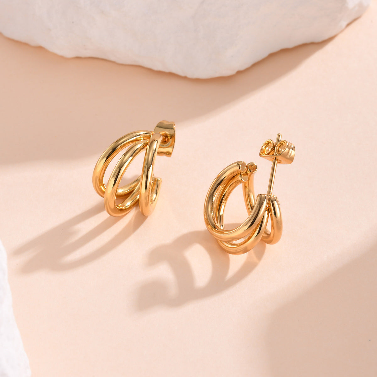 Modern Gold-Tone Stainless Steel Earrings