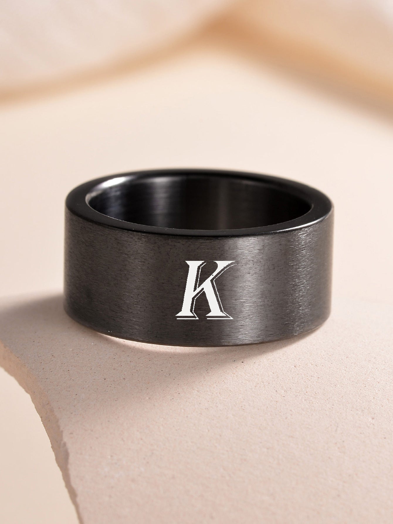 Planderful Everyday Genie Fade Resistant Stainless Steel Letter Ring For Men And Women
