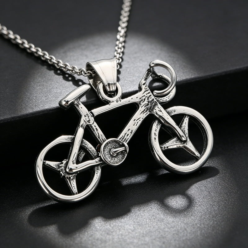 Hip Hop Punk Titanium Steel Motorcycle Pendant Motorcycle Bike Racing Men's Stainless Steel Necklace