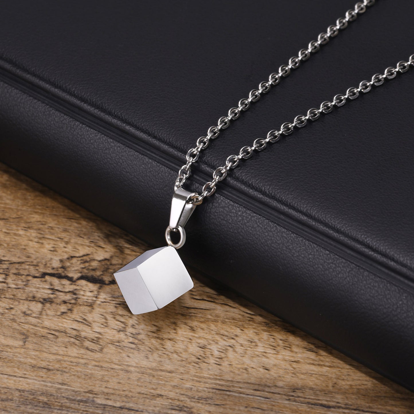 New Stainless Steel Square Openable Urn Pendant Necklace