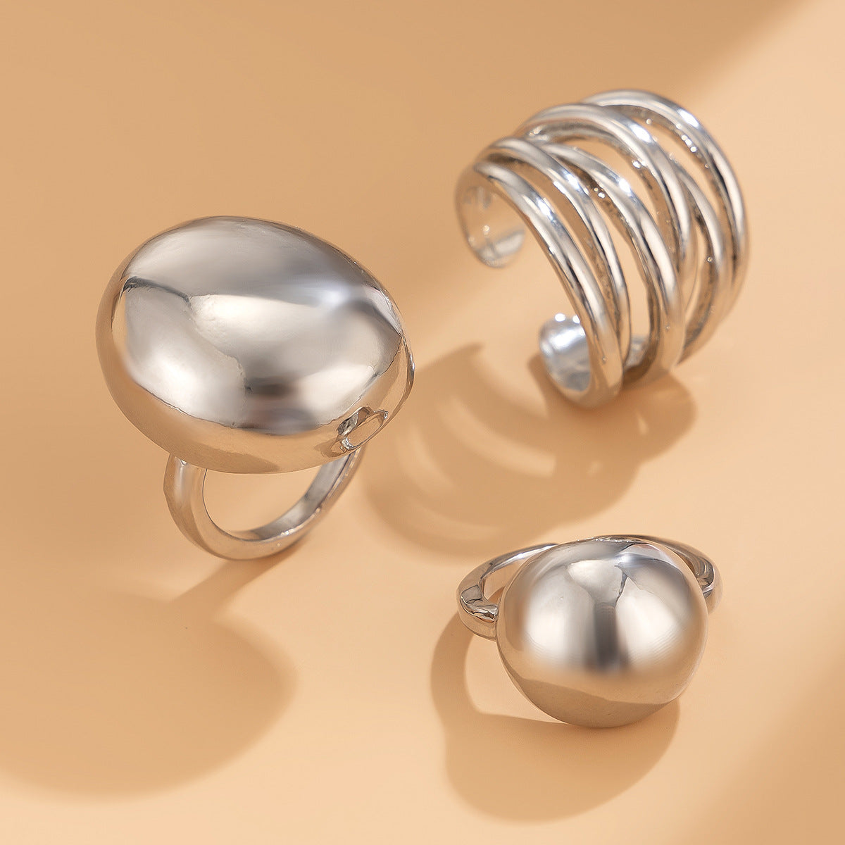 Planderful Vienna Verve Geometric Metal Ring For Fashion Forward Adults With Irregular Lava Texture