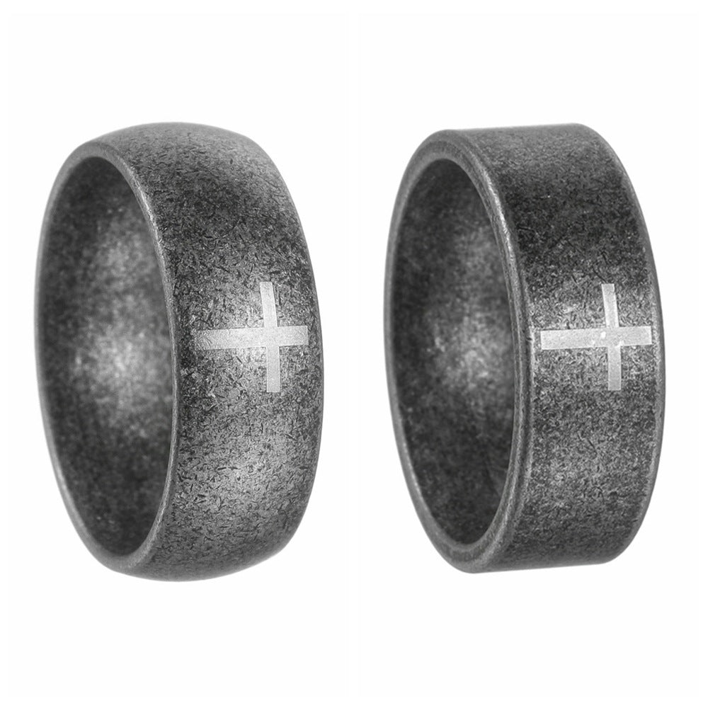 Planderful Everyday Genie Cross Pattern Stainless Steel Ring For Unisex Protection Statement Jewelry