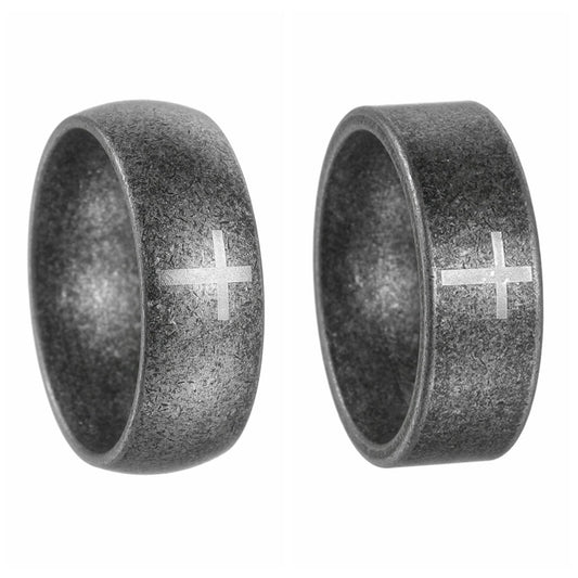 Planderful Everyday Genie Cross Pattern Stainless Steel Ring For Unisex Protection Statement Jewelry