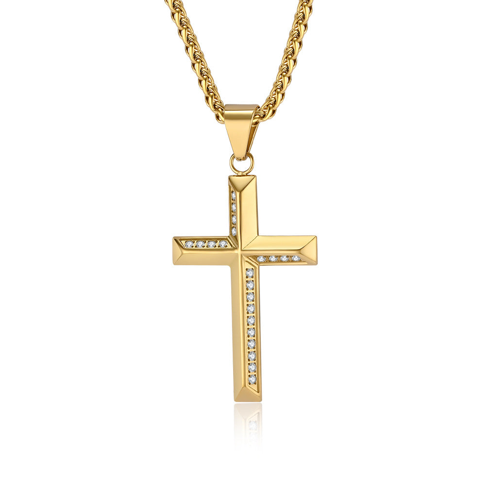 European And American Simple Light Luxury Titanium Steel Cross Necklace Pendant Jewelry For Men