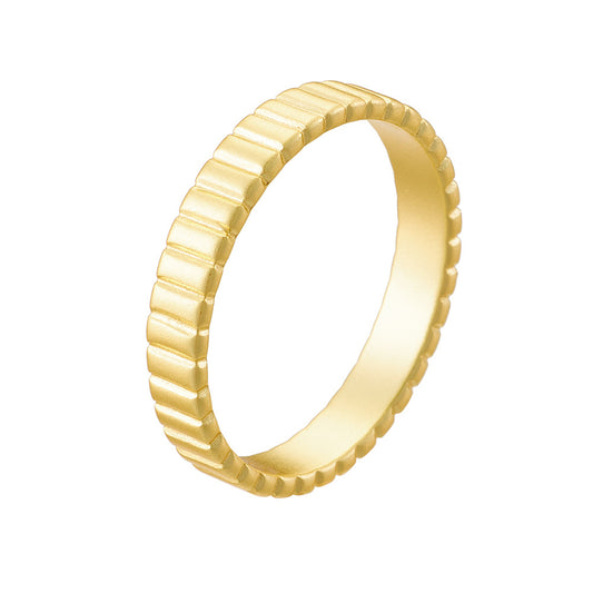 S925 Sterling Silver Striped Plain Ring