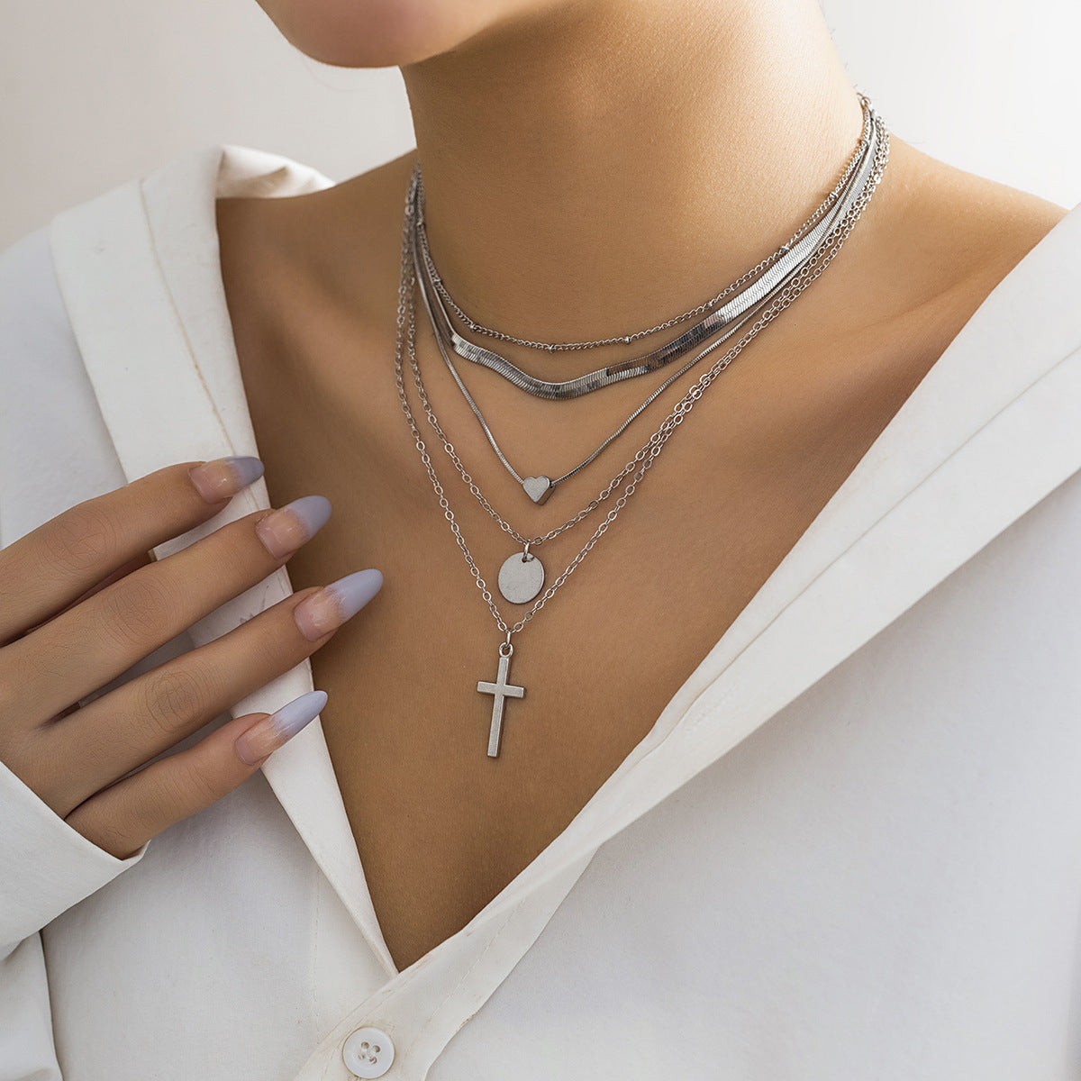 Multi-layered Heart Necklace with Diamond Inlay - Vienna Verve Collection