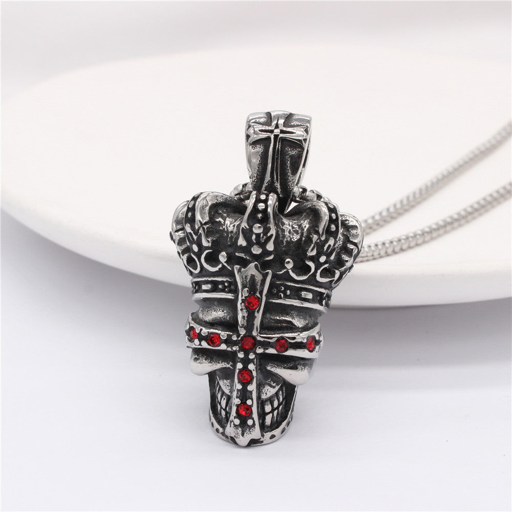 Crown Skull Titanium Steel Pendant Necklace