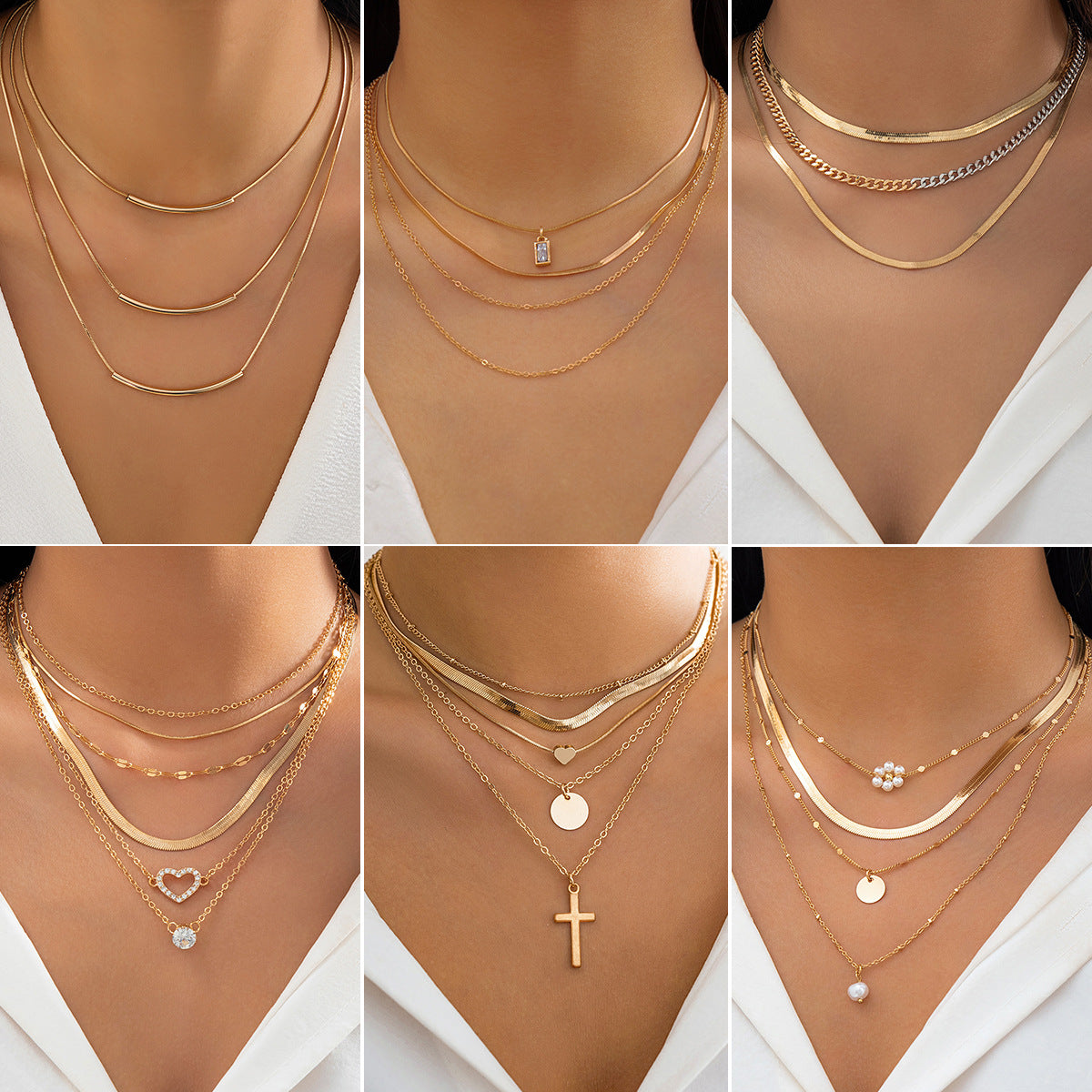 Multi-layered Heart Necklace with Diamond Inlay - Vienna Verve Collection