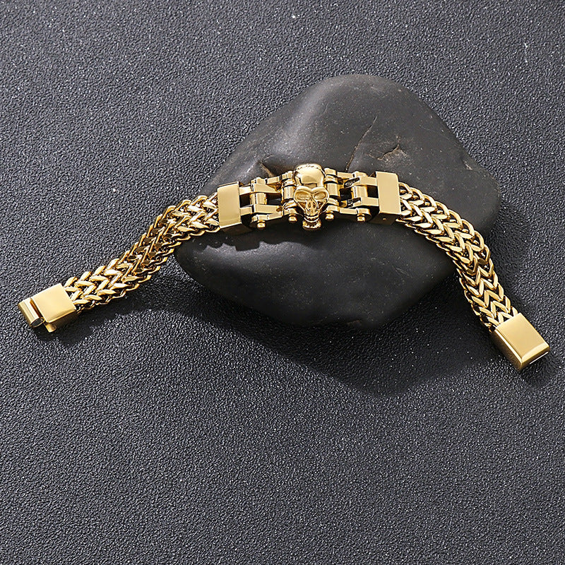 Skull Men's Titanium Steel Bracelet with Hip-Hop Flair