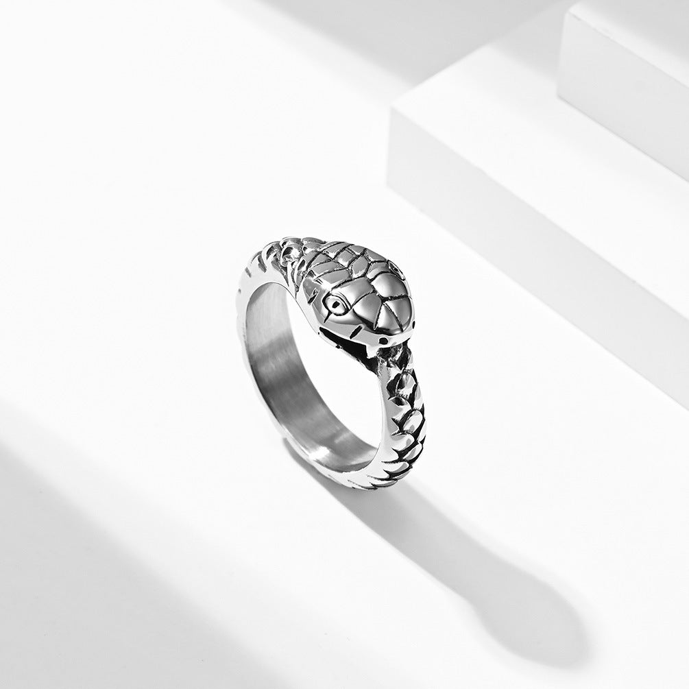 Planderful Gluttonous Snake Ring Titanium Steel Vacuum Gold Plated For Men And Women Hipster Index Finger Ring