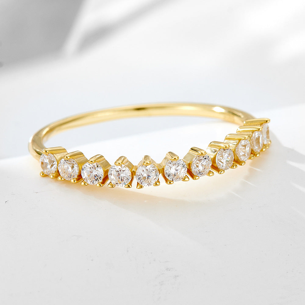 Planderful Everyday Genie S925 Sterling Silver Zircon Ring Gold Plated Single Row Gypsy Star Light Luxury For Women