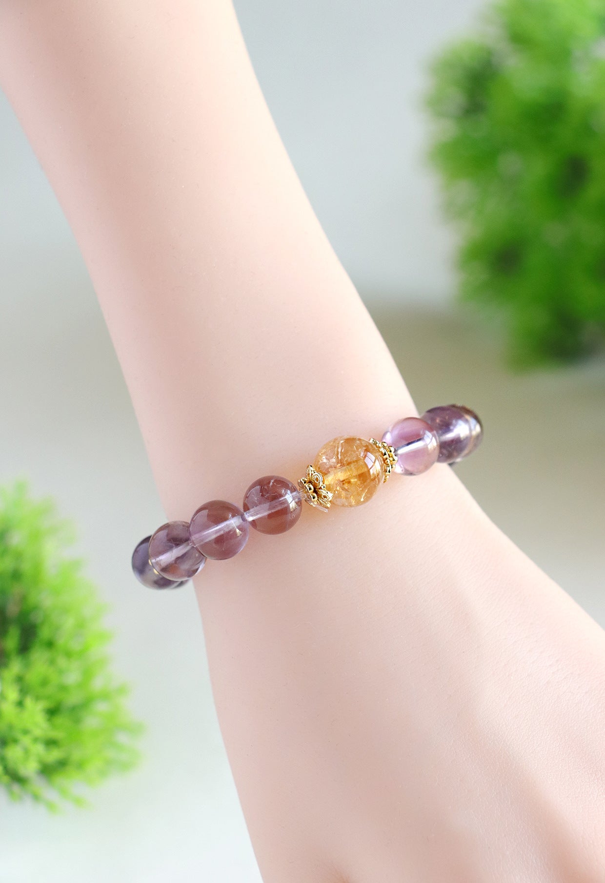 Planderful Fortune's Favor Bracelet – Elegant Amethyst and Lemon Stone Design