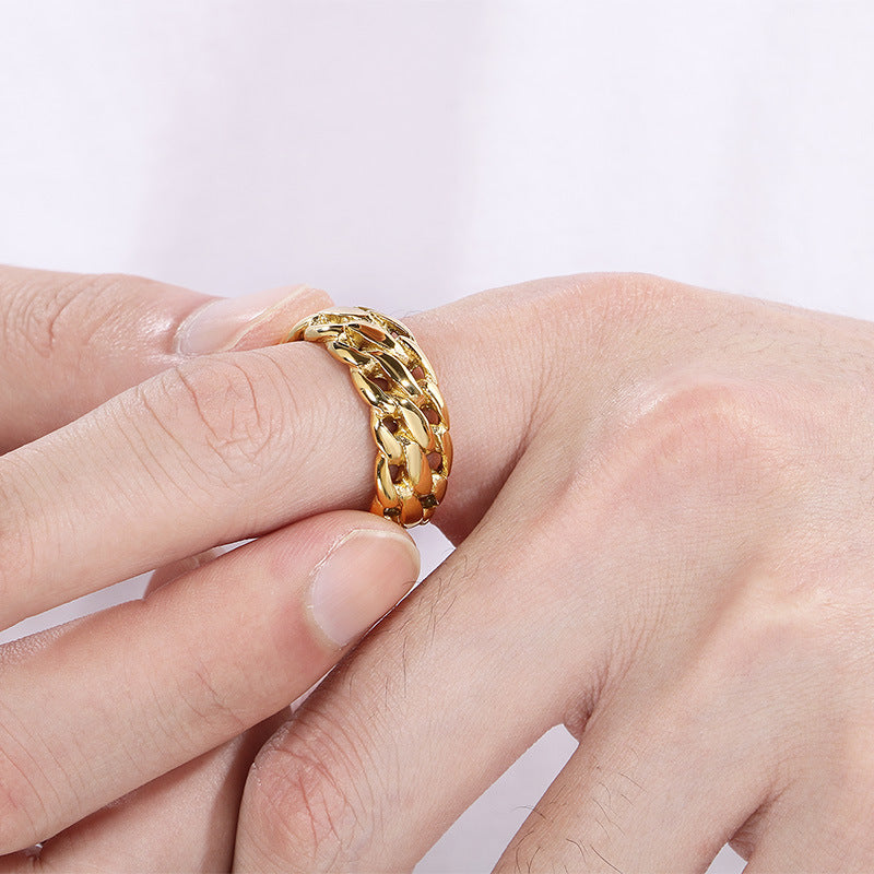 Planderful Mens Titanium Steel Punk Locomotive Ring Bold