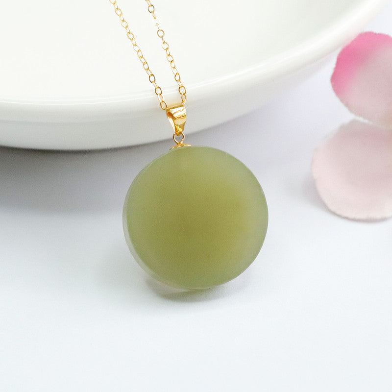 Circular Hotan Jade Sterling Silver Necklace - Fortune's Favor