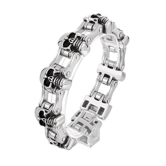 Retro Skull Locomotive Stainless Steel Bracelet for Men - Hiphop Street Style Jewelry