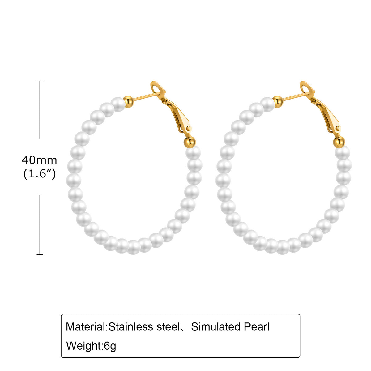 Pearl Beaded Hoop Earrings — Multiple Sizes