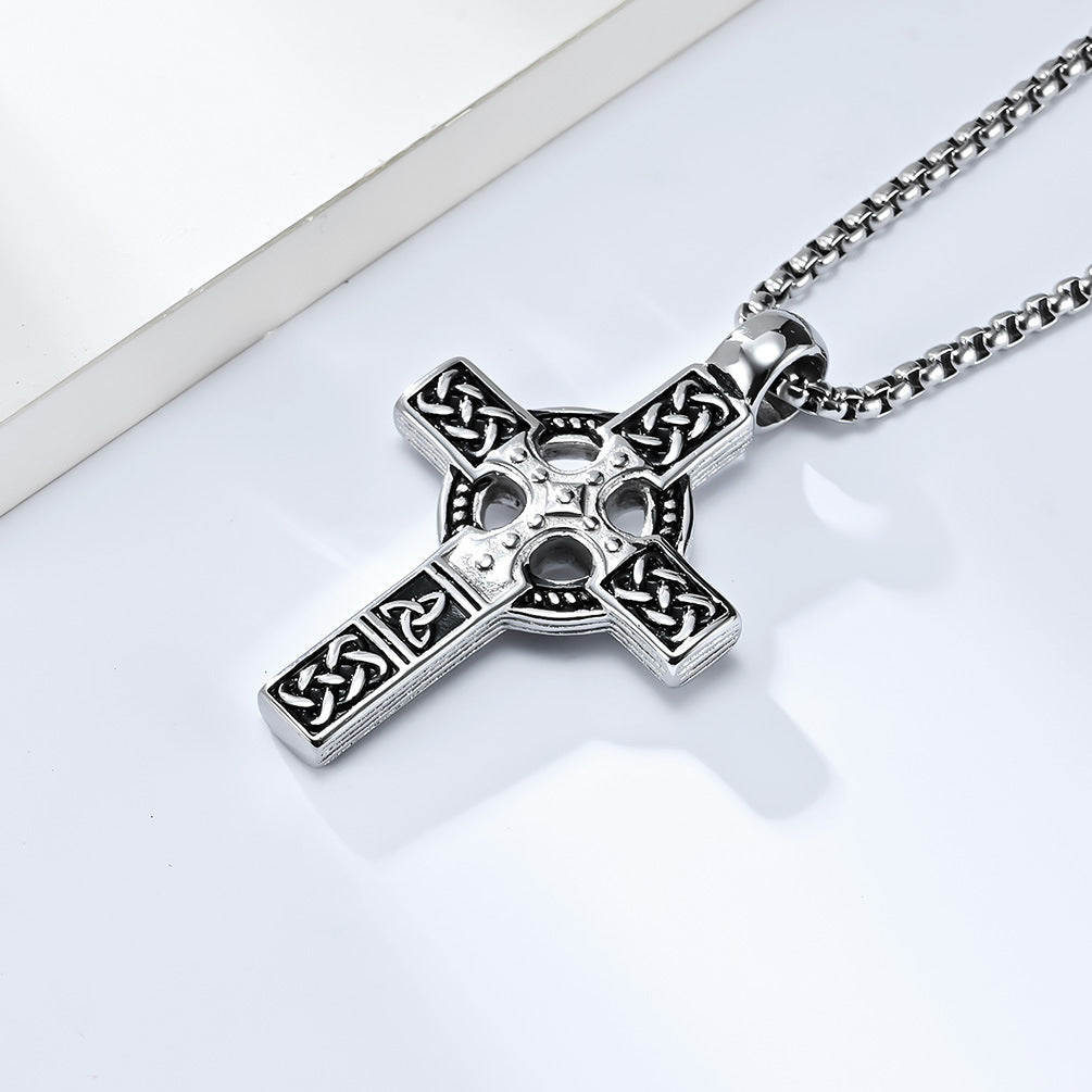 Steel Necklace – Vintage Men's Cross Pendant