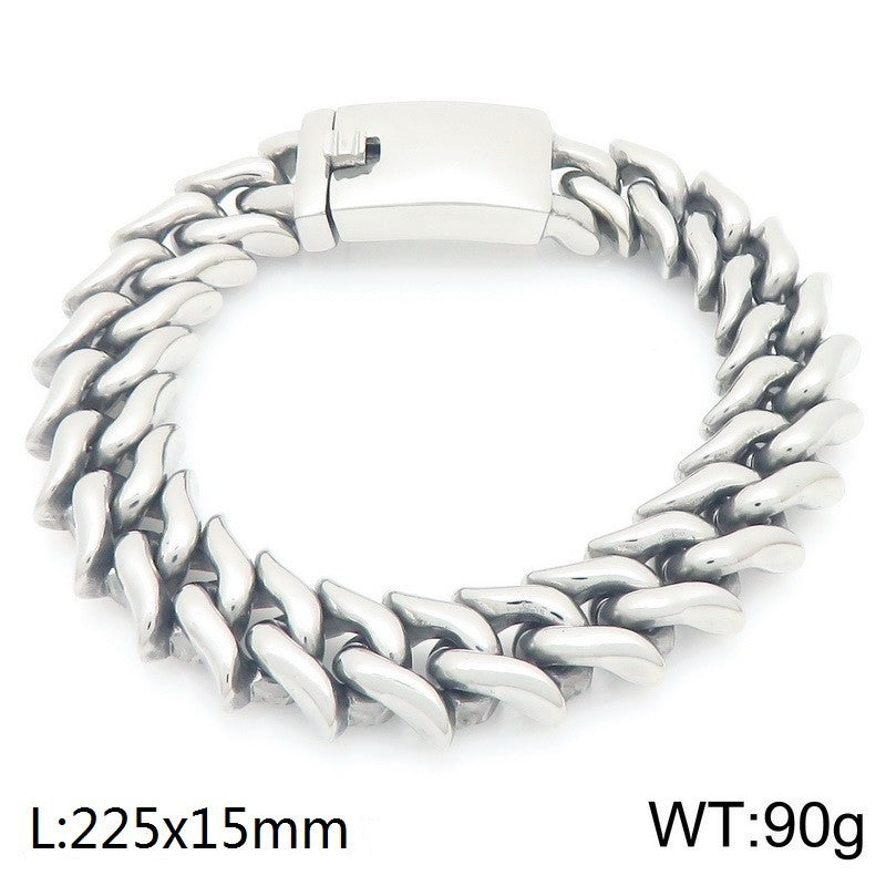 Niche – Smooth Surface 15mm Cuban Chain Stainless Steel Men's Bracelet