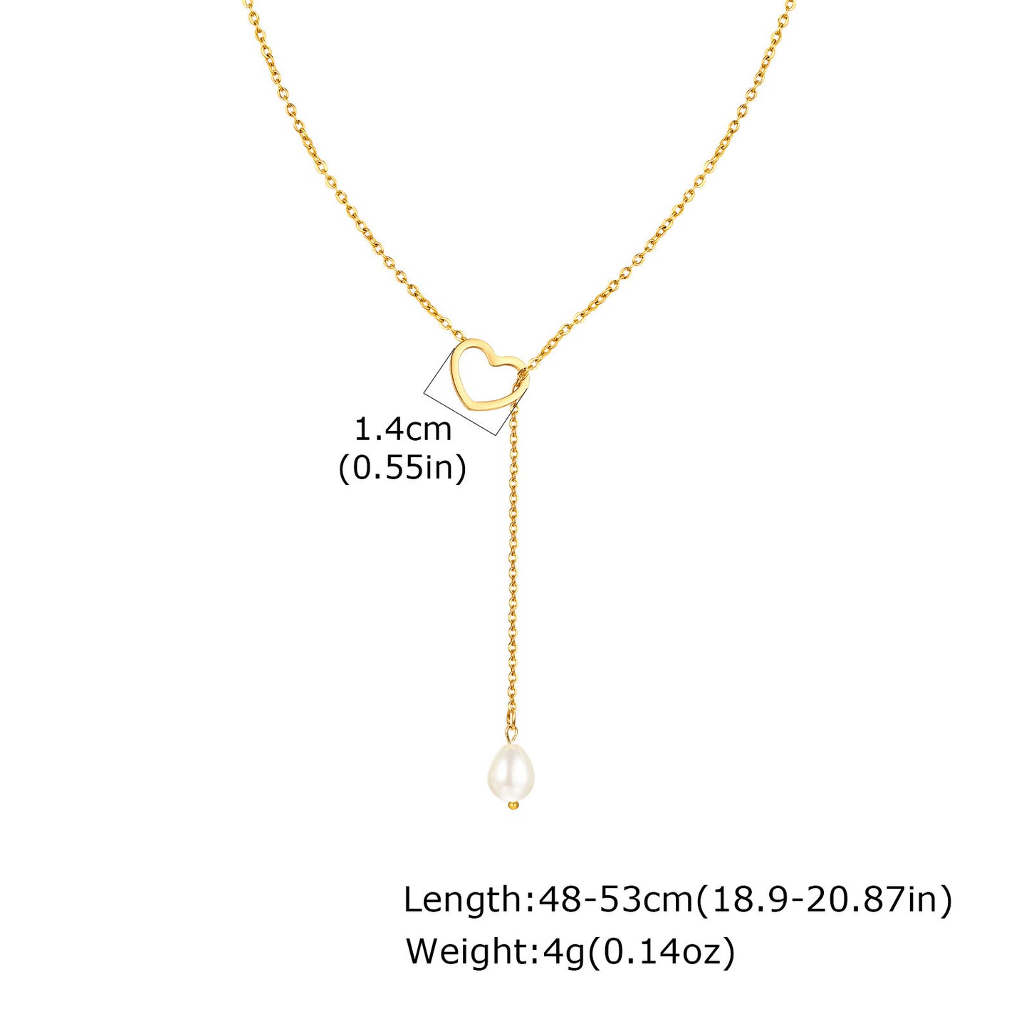 Ladies Stainless Steel Flat Cross Chain Heart Shaped Natural Baroque Freshwater Pearl Y Necklace