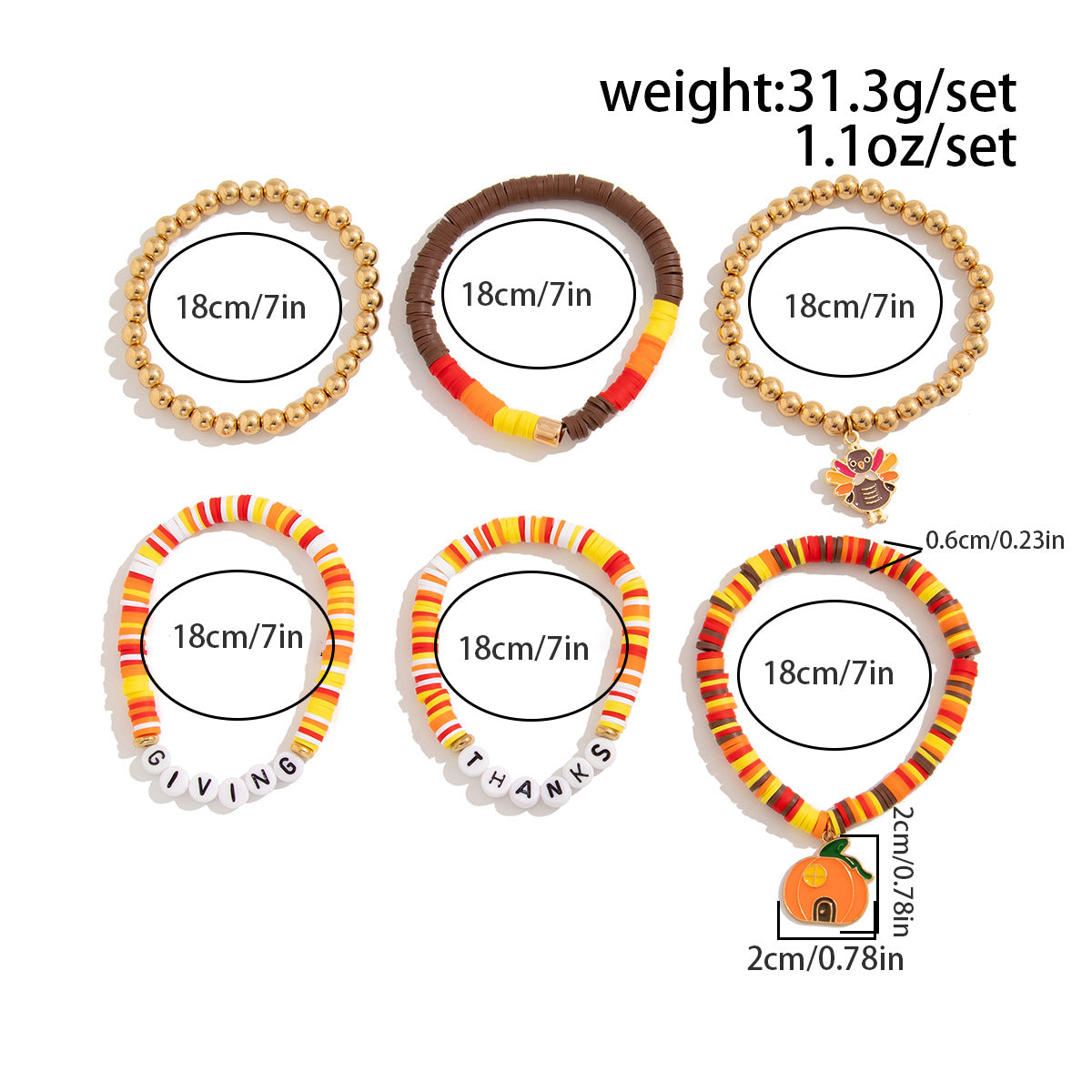 Planderful Thanksgiving Turkey Pendant Bracelet Personalized Letter Pumpkin Gift For Women